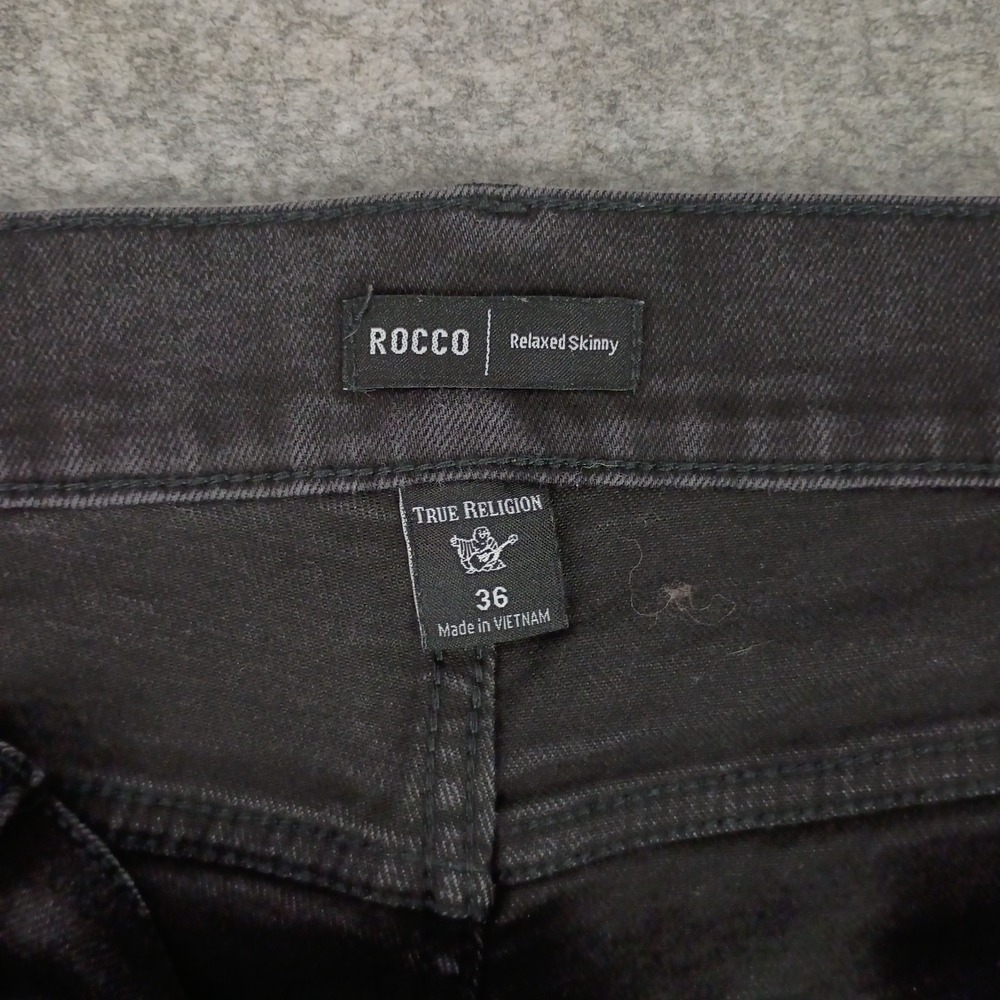True Religion Mens 36 Rocco Relaxed Skinny Black Jeans Casual Stretch - Picture 6 of 14